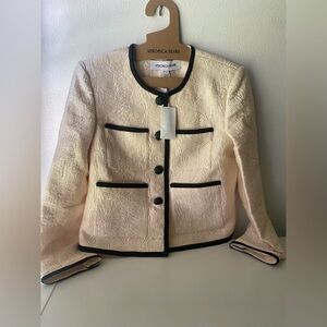 Veronica Beard Jacquard Darla Jacket with Black Accents.
